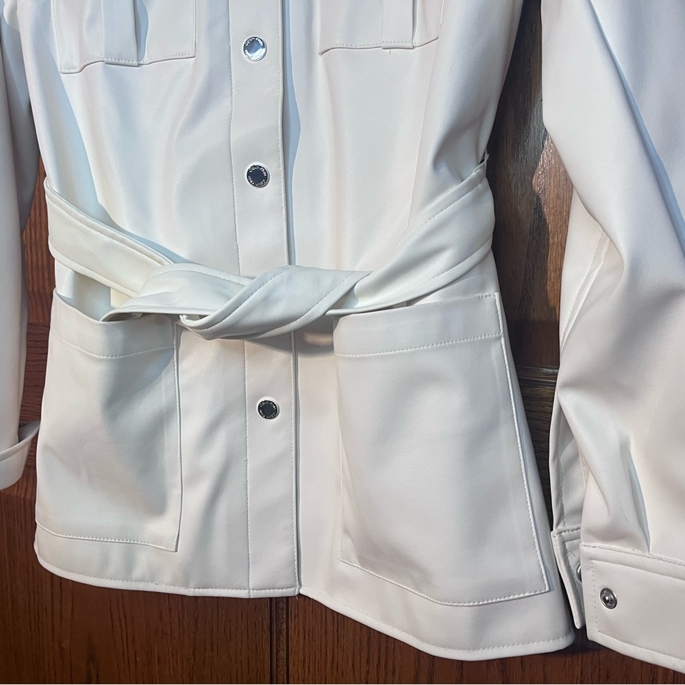 🌹Calvin Klein Tie Waist Belted Faux-leather Jacket - Picture 4 of 14